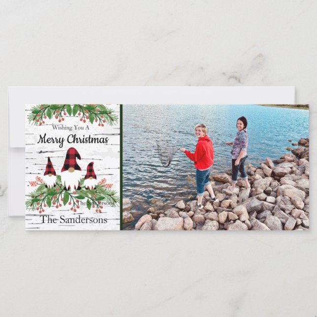 Feliz Navidad Red Buffalo Plaid Gnomes Greenery (Anverso)