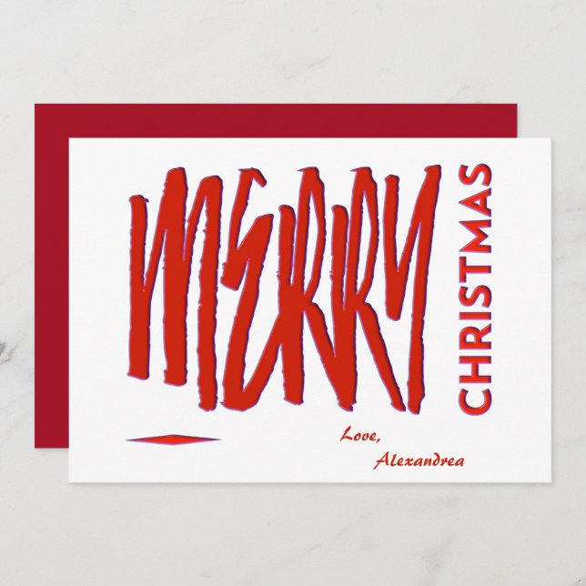 Feliz Navidad Red Elegant Personalizado de escritu (Anverso / Reverso)