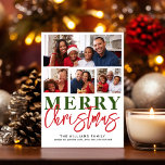 Feliz navidad Red Green Script 4 Fotografía famili<br><div class="desc">Esta moderna tarjeta magnética de Navidades de fotografía familiar de vacaciones cuenta con cuatro fotos familiares con un guion decorativo rojo y verde que dice "Feliz Navidad". Personalice sus nombres a continuación en una sencilla letra negra. ¡Felices vacaciones de nuestra familia a la tuya! Diseñado por Susan Coffey.</div>