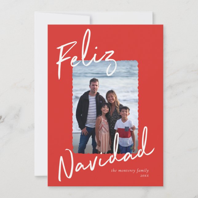 Feliz Navidad Red Green White Holiday Card (Anverso)