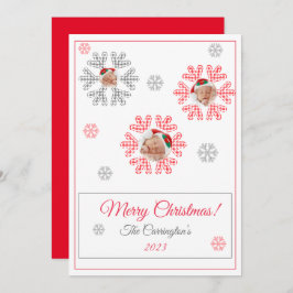 Feliz Navidad Red Plaid Snowflakes Photo Holiday