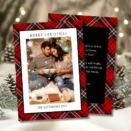 Feliz Navidad Red Plaid Tartan Photo