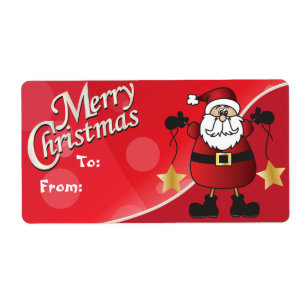 Feliz Navidad Red Santa Claus Etiquetas de regalo