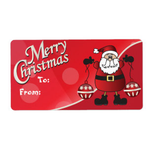 Feliz Navidad Red Santa Claus Etiquetas de regalo