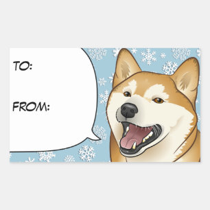 Feliz Navidad Red Shiba Inu etiqueta de regalo