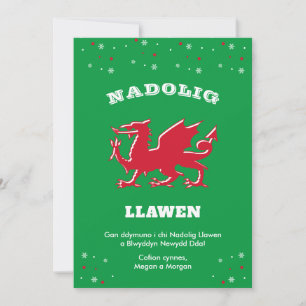 Feliz Navidad Red Welsh Dragon Nadolig Llawen
