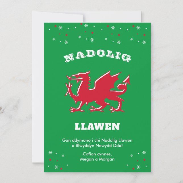 Feliz Navidad Red Welsh Dragon Nadolig Llawen (Anverso)