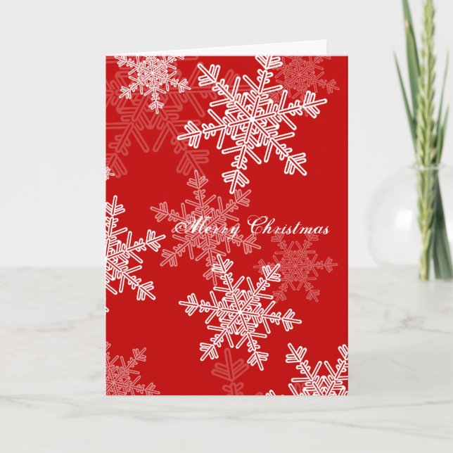 Feliz navidad Red White Snowflakes Minimalista (Anverso)