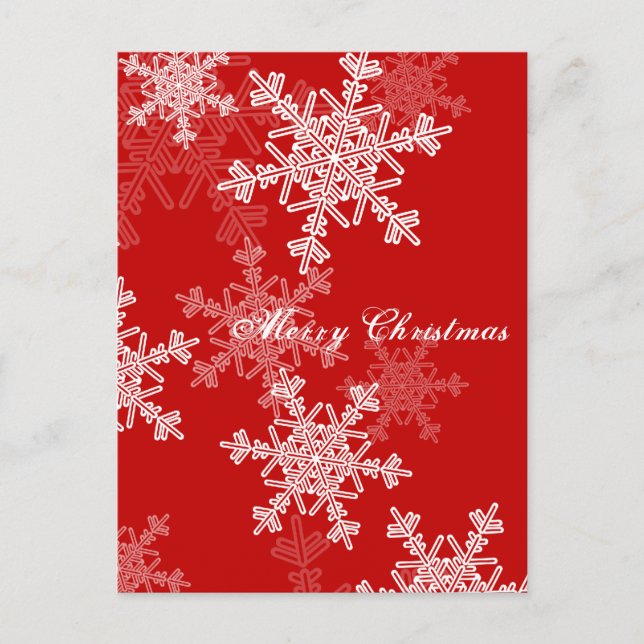 Feliz navidad Red White Snowflakes Minimalista (Anverso)
