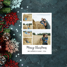 Feliz Navidad rejilla de 6 fotos con apellido de f