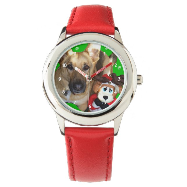Feliz navidad reloj de pastor alemán (Anverso)