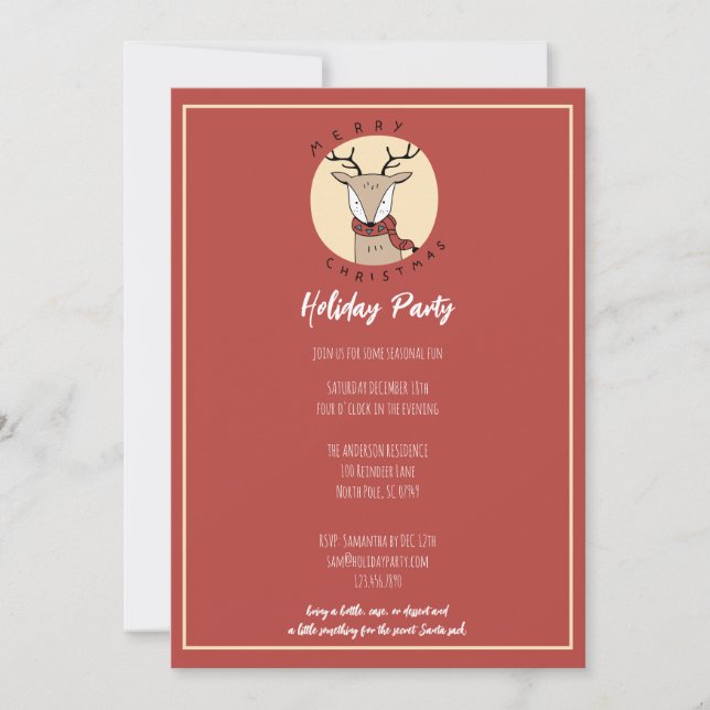 Feliz Navidad Reno Cute Fiesta Navideña (Anverso)