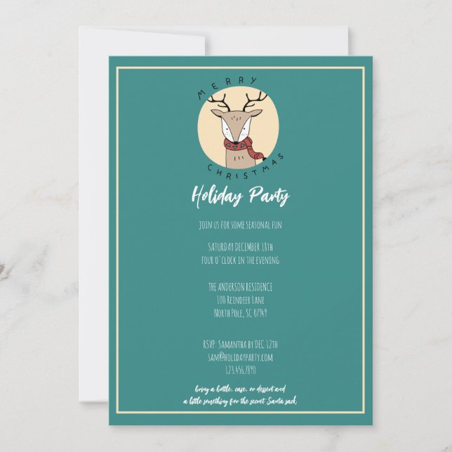 Feliz Navidad Reno Navideño Fiesta (Anverso)