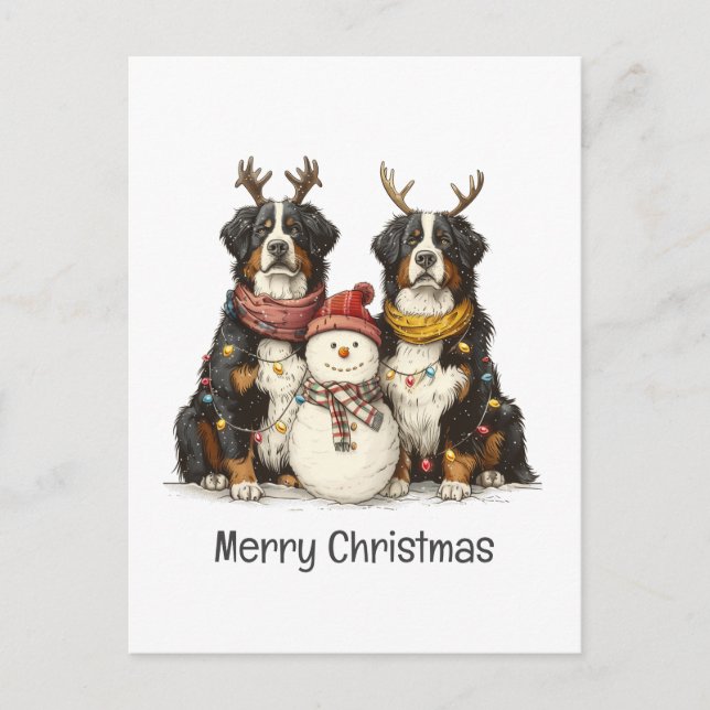 Feliz Navidad reno Perros de Montaña Bernese (Anverso)
