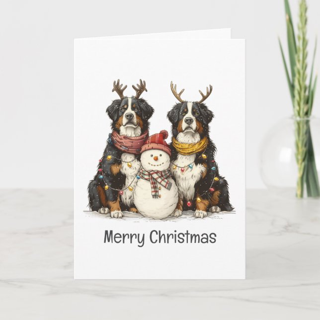 Feliz Navidad reno Perros de Montaña Bernese (Anverso)