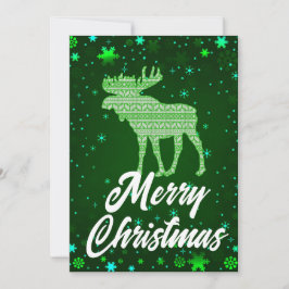 Feliz Navidad Reno Verde Copos de Nieve