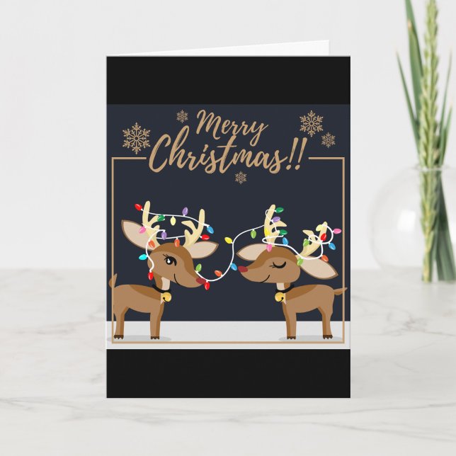 Feliz Navidad Renoes Tarjeta Navideña Plegada ("Christmas Card illustration")