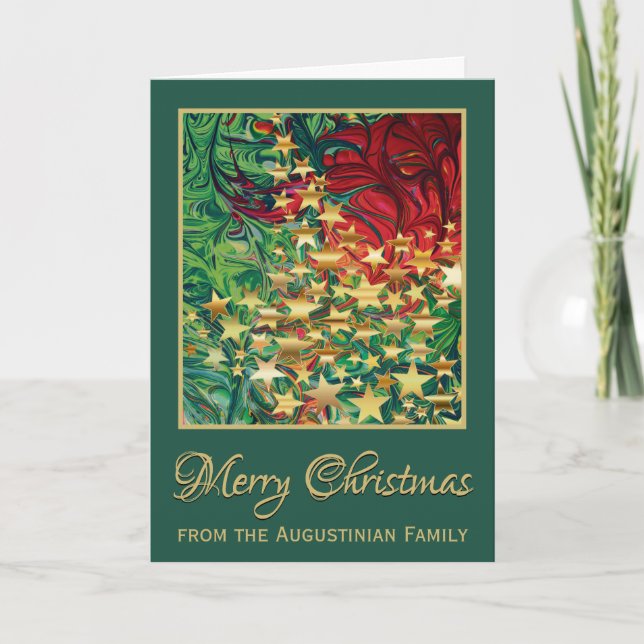 FELIZ NAVIDAD Resumen Estrellas de oro verde rojo (Anverso)