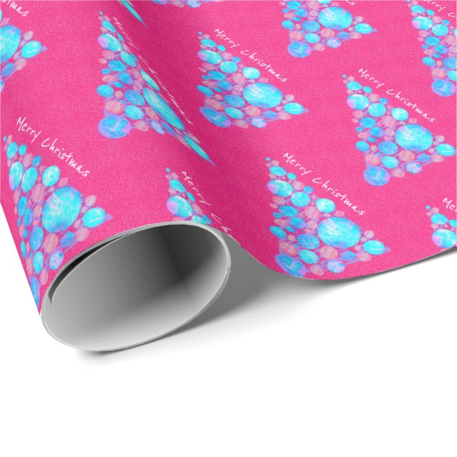 Feliz Navidad Resumen Papel rosado en el árbol púr (Esquina del rollo)