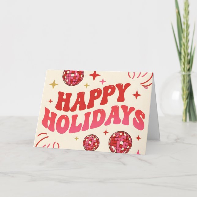 Feliz Navidad Retro Groovy Felices Fiestas (Anverso)