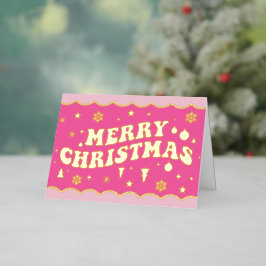Feliz Navidad Retro Groovy Rosa