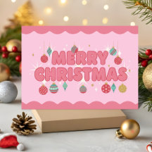 Feliz Navidad Retro Groovy Rosa