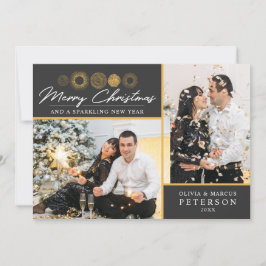 Feliz Navidad Retro Oro Burst Fotos Saludo