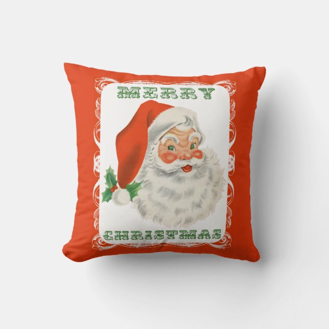 Feliz Navidad Retro Santa Claus Cojín decorativo (Anverso)