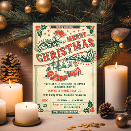Feliz Navidad Retro Vintage Rústica Invitación