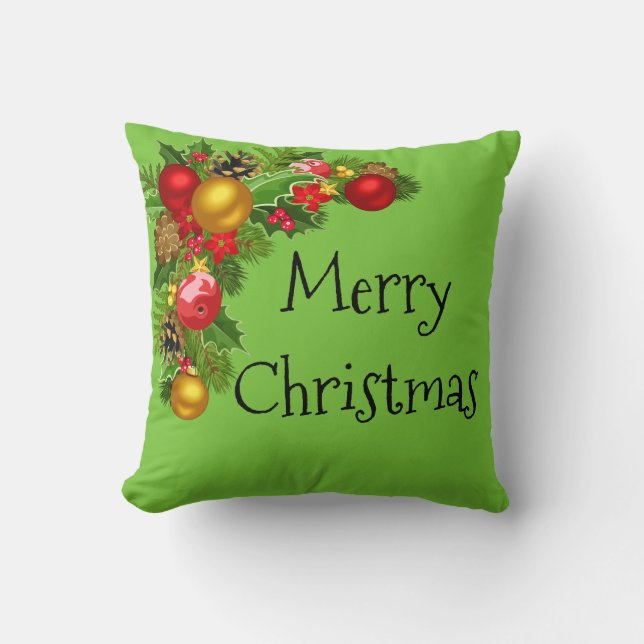 Feliz Navidad Reversible Navidad Almohada decorati (Anverso)