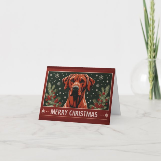 Feliz Navidad Rhodesian Ridgeback Perro Gorro de S (Anverso)