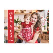 Feliz Navidad roja 2 fotos familiares