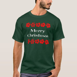 Feliz Navidad Rojo Hibiscus Camiseta Hawaiana