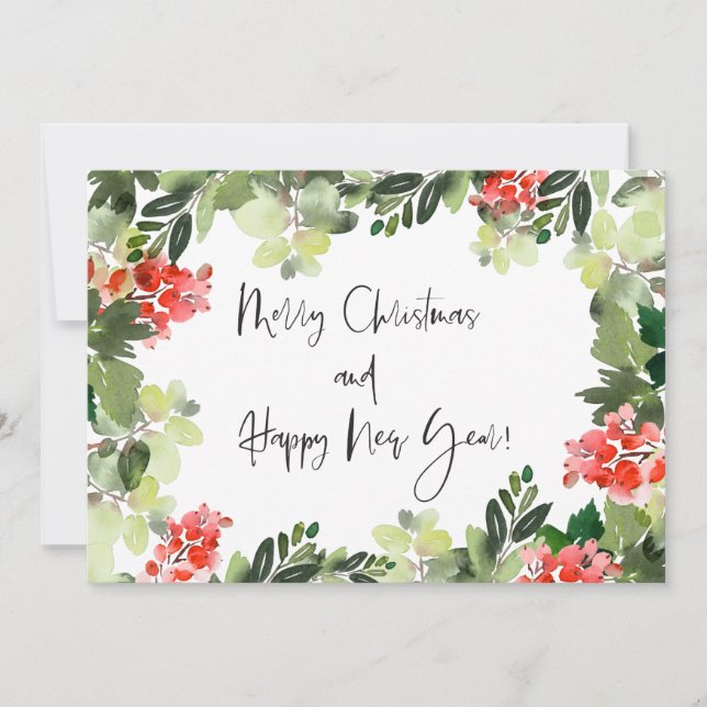 Feliz Navidad Rojo Holly Moderno Script (Anverso)