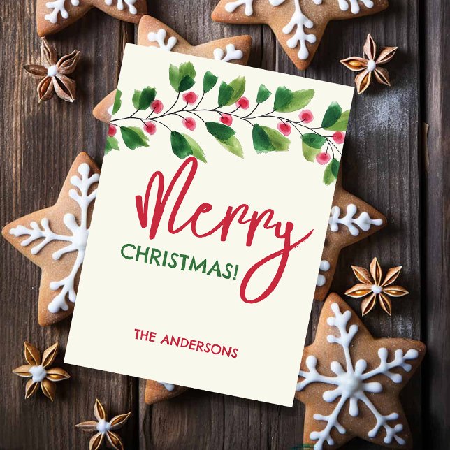 Feliz Navidad Rojo Y Verde Wreath De Acuarela (Subido por el creador)