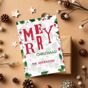 Feliz Navidad Rojo Y Verde Wreath De Acuarela