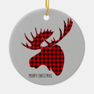 Feliz Navidad Ronda de Ornamento de Moose