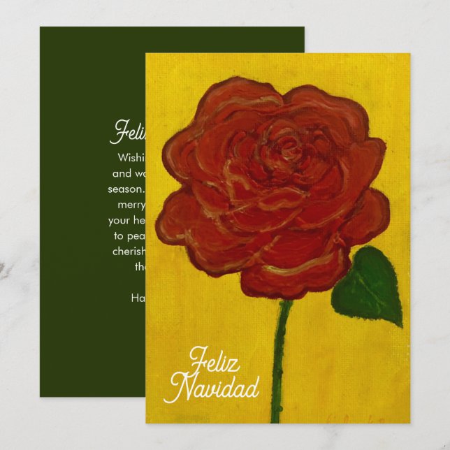 Feliz Navidad Rosa Roja Pintada (Anverso / Reverso)