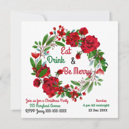 Feliz navidad Rosas rusos acuarela Wreath