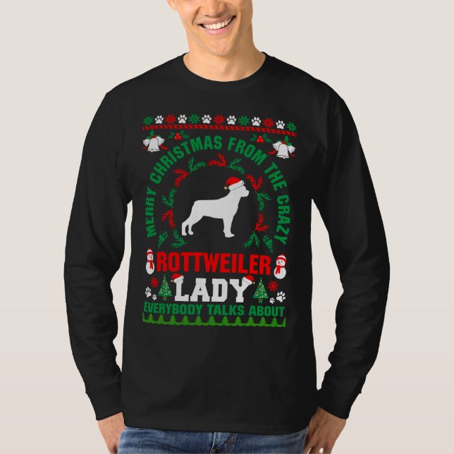 Feliz Navidad Rottweiler Lady Ugly Sweater Fitt (Anverso)