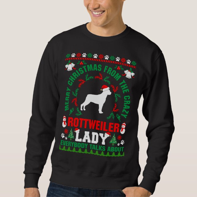 Feliz Navidad Rottweiler Lady Ugly Sweater Fitt (Anverso)