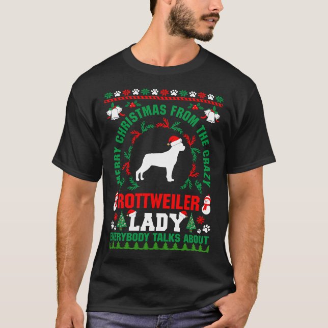 Feliz Navidad Rottweiler Lady Ugly Sweater Fitt (Anverso)