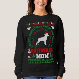 Feliz Navidad Rottweiler Mom Ugly Sweater Fitte