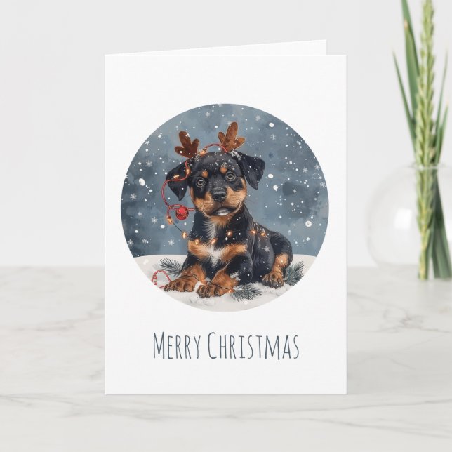 Feliz Navidad Rottweiler Perro Reno (Anverso)
