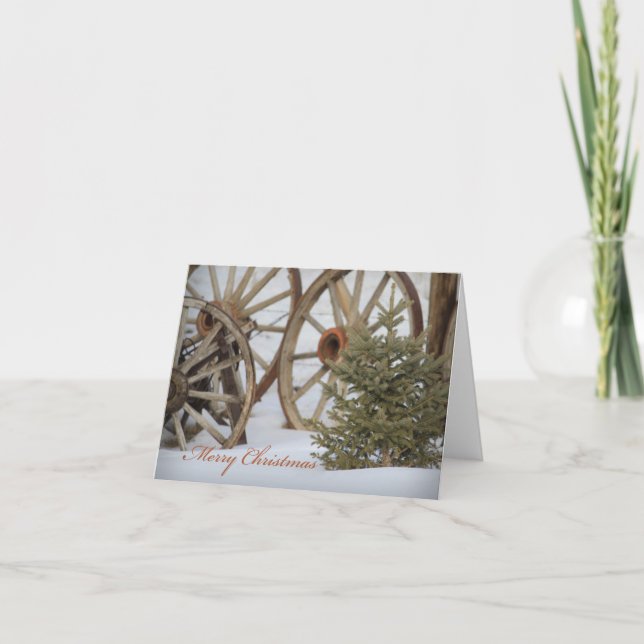Feliz Navidad Ruedas de vagones occidentales y árb (Anverso)