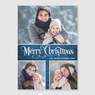 Feliz Navidad Rustic 3 FOTOGRAFÍA Tarjeta magnétic