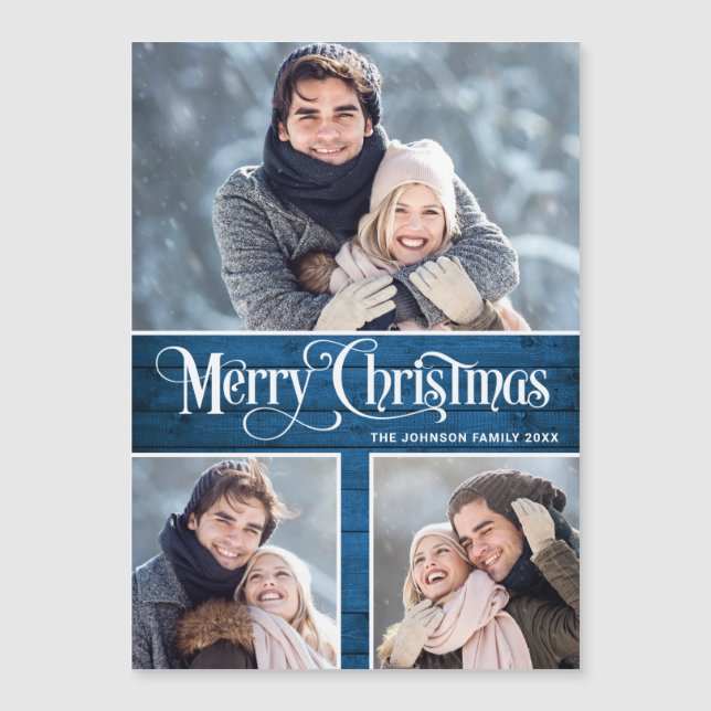 Feliz Navidad Rustic 3 FOTOGRAFÍA Tarjeta magnétic (Anverso)