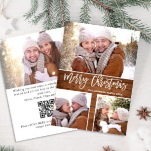 Feliz Navidad Rustic 4 Fotos Saludo el código QR