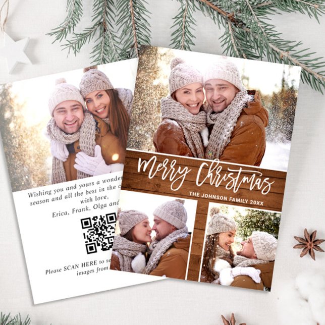 Feliz Navidad Rustic 4 Fotos Saludo el código QR (Subido por el creador)