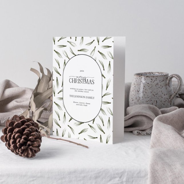 Feliz Navidad Rustic Pine Needle Greenera Foto (Get into the holiday spirit with a heartfelt folded christmas card! 🎅)
